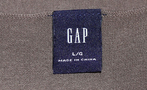 Tshirt manufactured in China and sold by the Gap a clothing company headquarterd in San Francisco CA