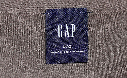 Tshirt manufactured in China and sold by the Gap a clothing company headquarterd in San Francisco CA