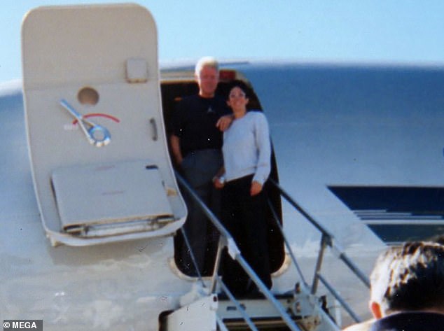 Bill Clinton photographed alongside Ghislaine Maxwell on the private plane of Jeffrey Epstein